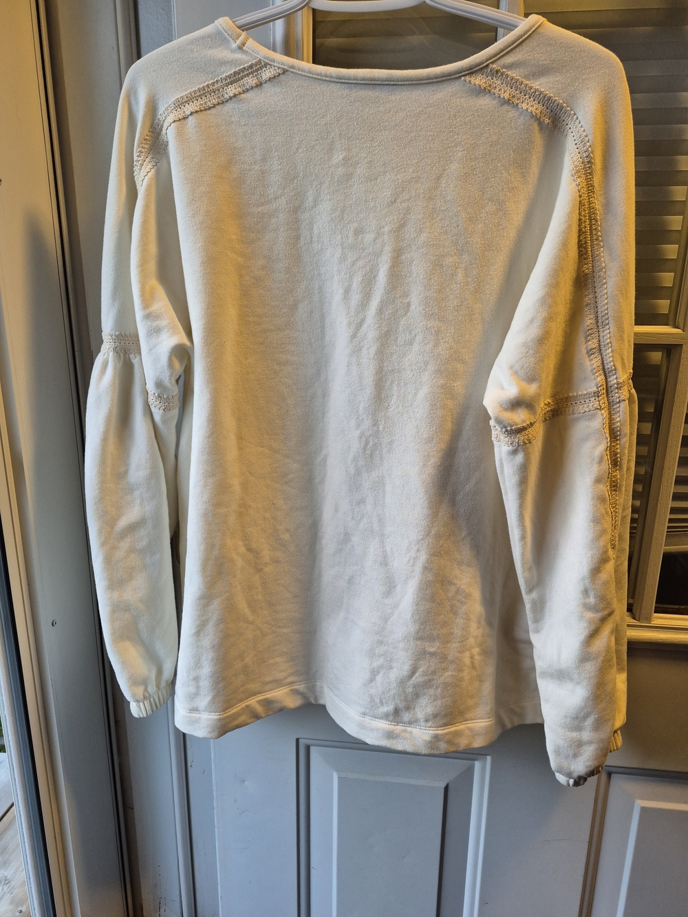 Eddie Bauer Off-White Lace-Trim Pullover Sweatshirt - Picture 2 of 5